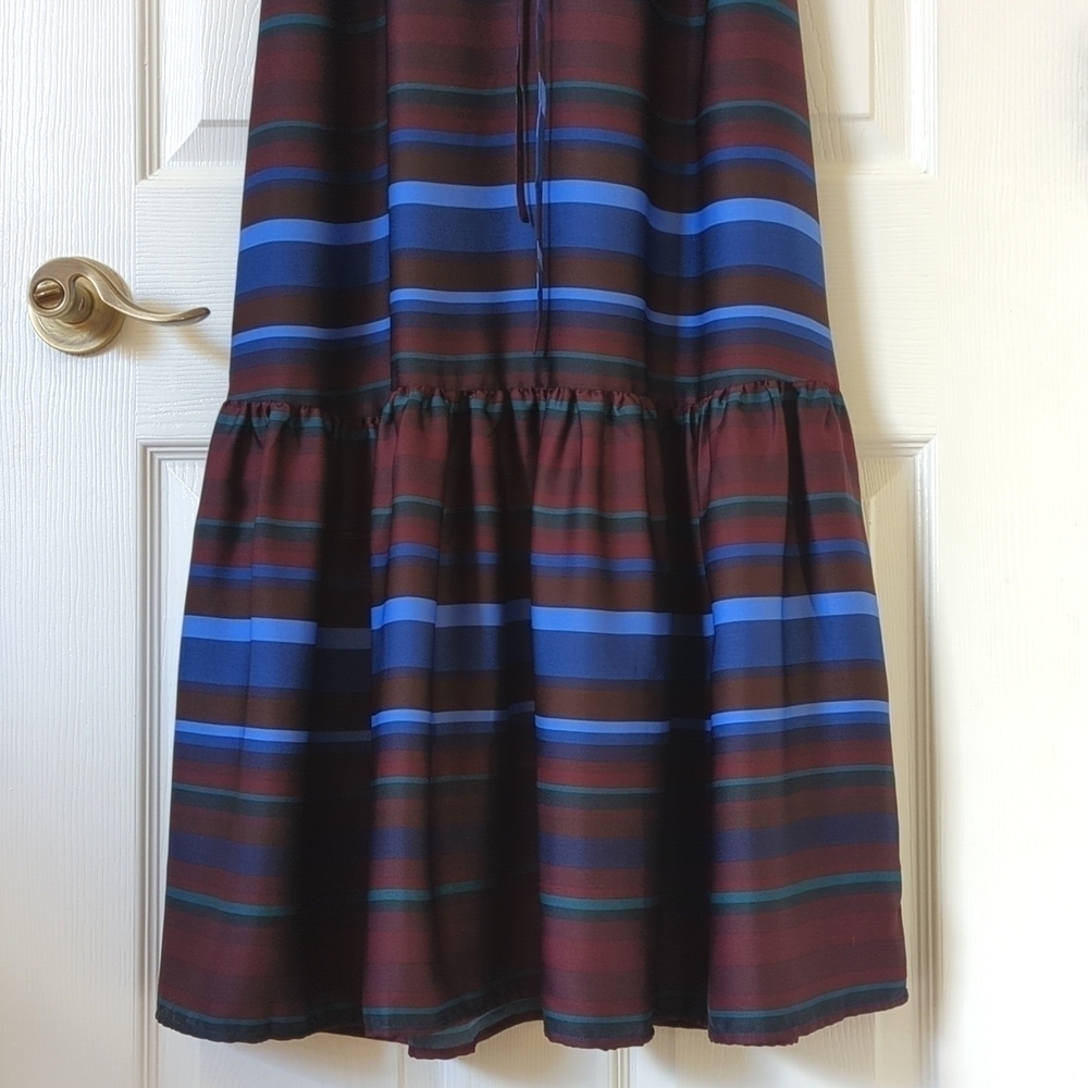 Banana Republic Striped Sleeveless Halter Flounce Hem A-Line Midi Dress Maroon S - Picture 9 of 15